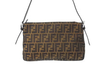 画像をギャラリービューアに読み込む, FENDI フェンディ マンマバケット ハンドバッグ 26566 ズッカ柄 ブラウン レザー ナイロンキャンバス シルバー金具 美品 中古 4c071622 