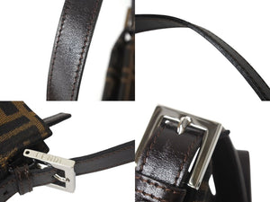 FENDI フェンディ マンマバケット ハンドバッグ 26566 ズッカ柄 ブラウン レザー ナイロンキャンバス シルバー金具 美品 中古 4c071622 