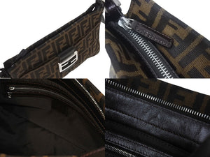 FENDI フェンディ マンマバケット ハンドバッグ 26566 ズッカ柄 ブラウン レザー ナイロンキャンバス シルバー金具 美品 中古 4c071622 