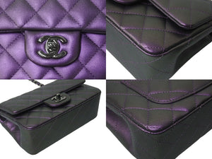 新品同様 CHANEL シャネル 横長 20cm ショルダーバッグ A69900 24番台 ミニマトラッセ ブラックシェル ショルダーチェーン ラムスキン 中古 4c071623