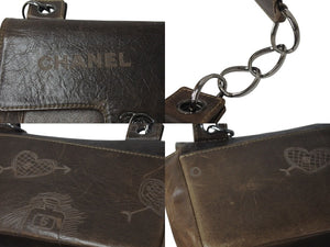 CHANEL シャネル チェーンショルダーバッグ アイコンモチーフ クルーズライン 8番台 2003年 ブラウン シルバー 美品 中古 4c071624