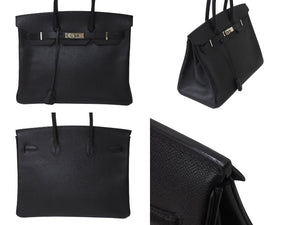 HERMES エルメス BIRKIN バーキン35 ブラック シルバー金具 エプソン ハンドバッグ □H刻印 美品 中古 4c071625