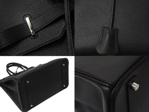 HERMES エルメス BIRKIN バーキン35 ブラック シルバー金具 エプソン ハンドバッグ □H刻印 美品 中古 4c071625