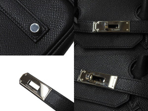 HERMES エルメス BIRKIN バーキン35 ブラック シルバー金具 エプソン ハンドバッグ □H刻印 美品 中古 4c071625