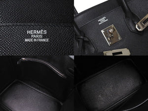 HERMES エルメス BIRKIN バーキン35 ブラック シルバー金具 エプソン ハンドバッグ □H刻印 美品 中古 4c071625
