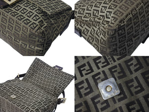 FENDI フェンディ マンマバケット ハンドバッグ ズッキーノ柄 キャンバス ブラウン ゴールド金具 美品 中古 4c071629 