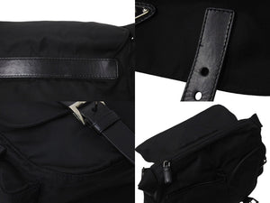 PRADA プラダショルダーバッグ トライアングルロゴ イタリア製 テスート レザー ブラック シルバー金具 美品 中古 4c071631 
