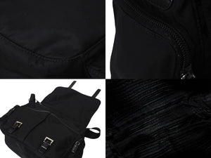 PRADA プラダショルダーバッグ トライアングルロゴ イタリア製 テスート レザー ブラック シルバー金具 美品 中古 4c071631 