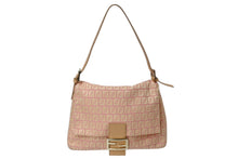 Load image into Gallery viewer, FENDI フェンディ マンマバケット ズッキーノ ショルダーバッグ キャンバス レザー ピンク ベージュ ゴールド金具 美品 中古 4c071633