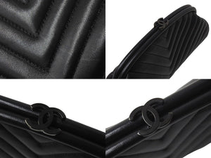 CHANEL シャネル クラッチバッグ ココマーク 20番台 フランス製 カーフスキン ブラック メタルブラック金具 美品 中古 4c071636