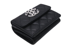 新品未使用 CHANEL シャネル シャネル19 スモールフラップ ウォレット AP3711 三つ折り財布 ココマーク ブラック キャビアスキン 中古 4c071641