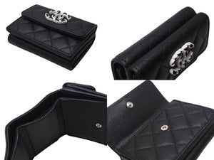 新品未使用 CHANEL シャネル シャネル19 スモールフラップ ウォレット AP3711 三つ折り財布 ココマーク ブラック キャビアスキン 中古 4c071641