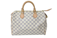 Load image into Gallery viewer, 極美品 LOUIS VUITTON ルイヴィトン スピーディ35 ダミエ アズール ハンドバッグ N41535 ホワイト ベージュ 中古 4c071653