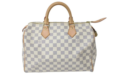 極美品 LOUIS VUITTON ルイヴィトン スピーディ35 ダミエ アズール ハンドバッグ N41535 ホワイト ベージュ 中古 4c071653