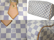 Load image into Gallery viewer, 極美品 LOUIS VUITTON ルイヴィトン スピーディ35 ダミエ アズール ハンドバッグ N41535 ホワイト ベージュ 中古 4c071653