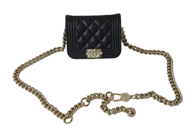 新品未使用 CHANEL シャネル ミニ チェーンショルダーバッグ 31番台 ココマーク キルティング ブラック キャビアスキン 中古 4c071655