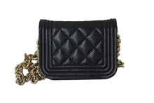 Load image into Gallery viewer, 新品未使用 CHANEL シャネル ミニ チェーンショルダーバッグ 31番台 ココマーク キルティング ブラック キャビアスキン 中古 4c071655