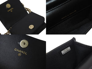 新品未使用 CHANEL シャネル ミニ チェーンショルダーバッグ 31番台 ココマーク キルティング ブラック キャビアスキン 中古 4c071655