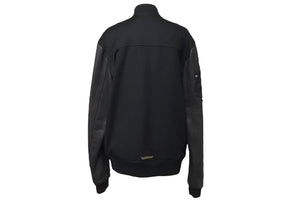 極美品 CHROME HEARTS クロムハーツ レターマン クロスレザーパッチ ブラック カシミヤ シルク ジャケット S 中古 4c071658