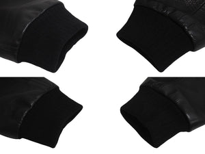 極美品 CHROME HEARTS クロムハーツ レターマン クロスレザーパッチ ブラック カシミヤ シルク ジャケット S 中古 4c071658