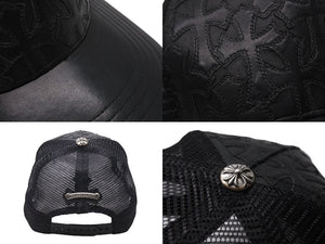 CHROME HEARTS クロムハーツトラッカーキャップ クロスパッチ セメタリー クロスボール シルバー 925 ブラック 美品 中古 4c071659