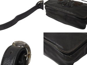 極美品 CHROME HEARTS クロムハーツ メッセンジャーバッグ BAG-MAIL BS FLR BSフレア ブラウン シルバー ブラック レザー 中古 4c071678