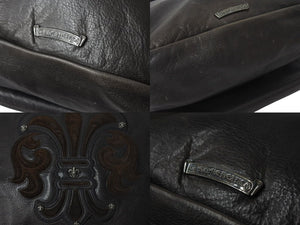 極美品 CHROME HEARTS クロムハーツ メッセンジャーバッグ BAG-MAIL BS FLR BSフレア ブラウン シルバー ブラック レザー 中古 4c071678