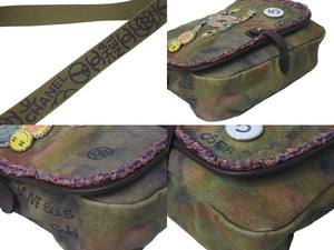 極美品 CHANEL シャネル エンブロイダリー グラフィティ ショルダーバッグ A92789 ココマーク 20番台 カーキ 中古 4c071699