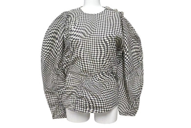 GANNI ガニー Houndstooth pattern blouse 千鳥柄 ブラウス レディース サイズ 34 コットン 100% 美品 中古 4c071712
