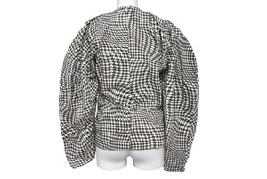 GANNI ガニー Houndstooth pattern blouse 千鳥柄 ブラウス レディース サイズ 34 コットン 100% 美品 中古 4c071712