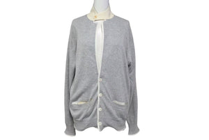 SACAI サカイ 14-00617M CARDIGAN カーディガン Vネック サイズ1 ライトグレー コットン100% 良品 中古 4c071715 