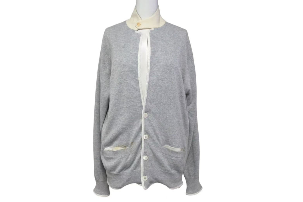 SACAI サカイ 14-00617M CARDIGAN カーディガン Vネック サイズ1 ライトグレー コットン100% 良品 中古 4c071715 