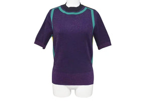 MARNI マルニ ラメ入り配色 半袖ニット Tシャツ プルオーバー P16GCMDT14EQOFA302 マルチカラー サイズ38 美品 中古 4c071719