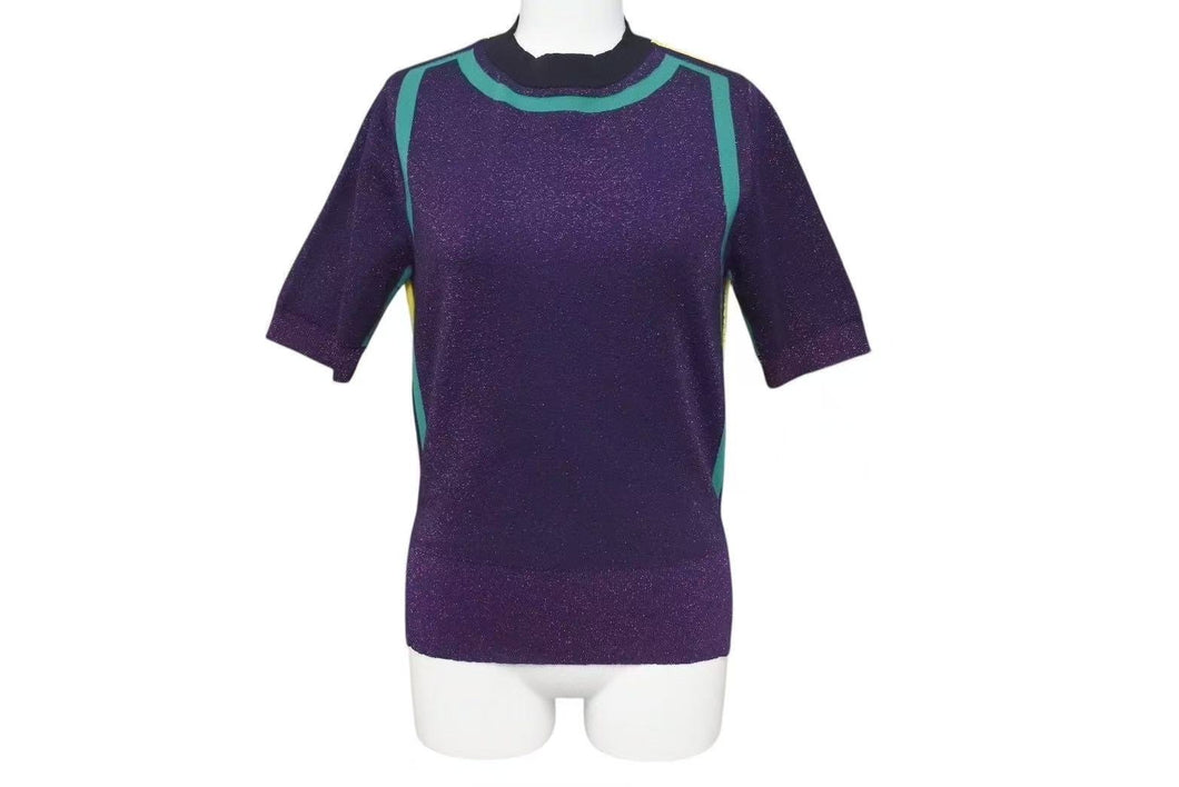 MARNI マルニ ラメ入り配色 半袖ニット Tシャツ プルオーバー P16GCMDT14EQOFA302 マルチカラー サイズ38 美品 中古 4c071719