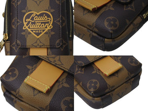 極美品 ルイ・ヴィトン ルイ・ヴィトン モノグラム ダブルフォンポーチ LVメイド ミニショルダーバッグ M81005 PVC レザー ブラウン 中古 4c071763 