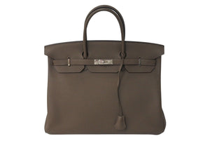 新品同様品 HERMES エルメス バーキン40 トープ トゴ 40cm R刻印 シルバー金具 ハンドバッグ 中古 4c071764