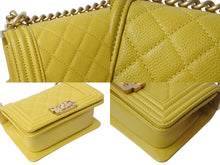 Load image into Gallery viewer, 極美品 CHANEL シャネル ボーイシャネル チェーンショルダーバッグ A67364 ココマーク キャビアスキン イエロー ランダム番台 中古 4c071780