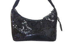 Load image into Gallery viewer, 極美品 PRADA プラダ ホーボー ハンドバッグ 1NE515 スパンコール ロゴ ブラック ホワイト シルバー金具 中古 4c071784