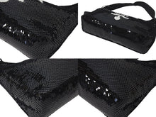 Load image into Gallery viewer, 極美品 PRADA プラダ ホーボー ハンドバッグ 1NE515 スパンコール ロゴ ブラック ホワイト シルバー金具 中古 4c071784