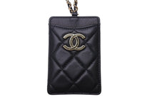 Load image into Gallery viewer, 新品同様 CHANEL シャネル チェーンカードケース ネックストラップ ココマーク 30番台 2021年 ラムスキン ブラック 中古 4c071786