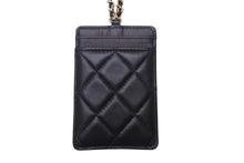 Load image into Gallery viewer, 新品同様 CHANEL シャネル チェーンカードケース ネックストラップ ココマーク 30番台 2021年 ラムスキン ブラック 中古 4c071786