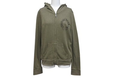 極美品 CHROME HEARTS クロムハーツ ジップアップフーディー サイズS セメタリークロス ホースシュー ダガージップ カーキ 中古 4c071791
