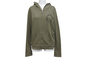 極美品 CHROME HEARTS クロムハーツ ジップアップフーディー サイズS セメタリークロス ホースシュー ダガージップ カーキ 中古 4c071791