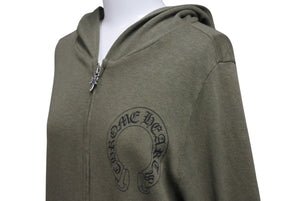 極美品 CHROME HEARTS クロムハーツ ジップアップフーディー サイズS セメタリークロス ホースシュー ダガージップ カーキ 中古 4c071791