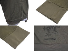 Load image into Gallery viewer, 極美品 CHROME HEARTS クロムハーツ ジップアップフーディー サイズS セメタリークロス ホースシュー ダガージップ カーキ 中古 4c071791