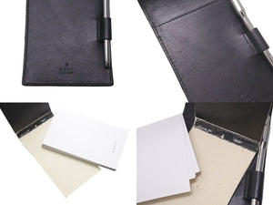 GUCCI グッチ メモパッド 手帳 手帳カバー 04317.2778 クロコ レザー ブラック ペン メモ帳 美品 中古 4c071796