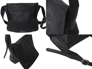 極美品 CHROME HEARTS クロムハーツ メッセンジャーバッグ BAG-MAIL BS FLR BSフレア ブラック シルバー ブラック レザー 中古 4c071818