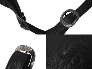 極美品 CHROME HEARTS クロムハーツ メッセンジャーバッグ BAG-MAIL BS FLR BSフレア ブラック シルバー ブラック レザー 中古 4c071818