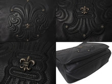 Load image into Gallery viewer, 極美品 CHROME HEARTS クロムハーツ メッセンジャーバッグ BAG-MAIL BS FLR BSフレア ブラック シルバー ブラック レザー 中古 4c071818
