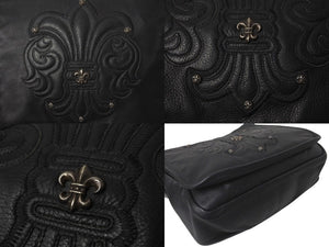 極美品 CHROME HEARTS クロムハーツ メッセンジャーバッグ BAG-MAIL BS FLR BSフレア ブラック シルバー ブラック レザー 中古 4c071818